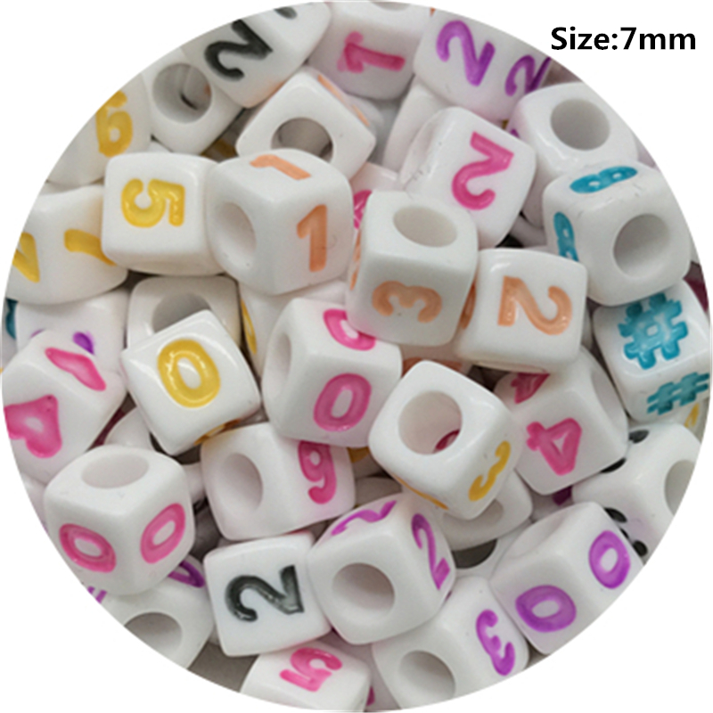 100 stk 7mm blandede 0-9 numre akryl perler nummer spacer perler til smykkefremstilling diy håndlavet armbånd halskæde: 08