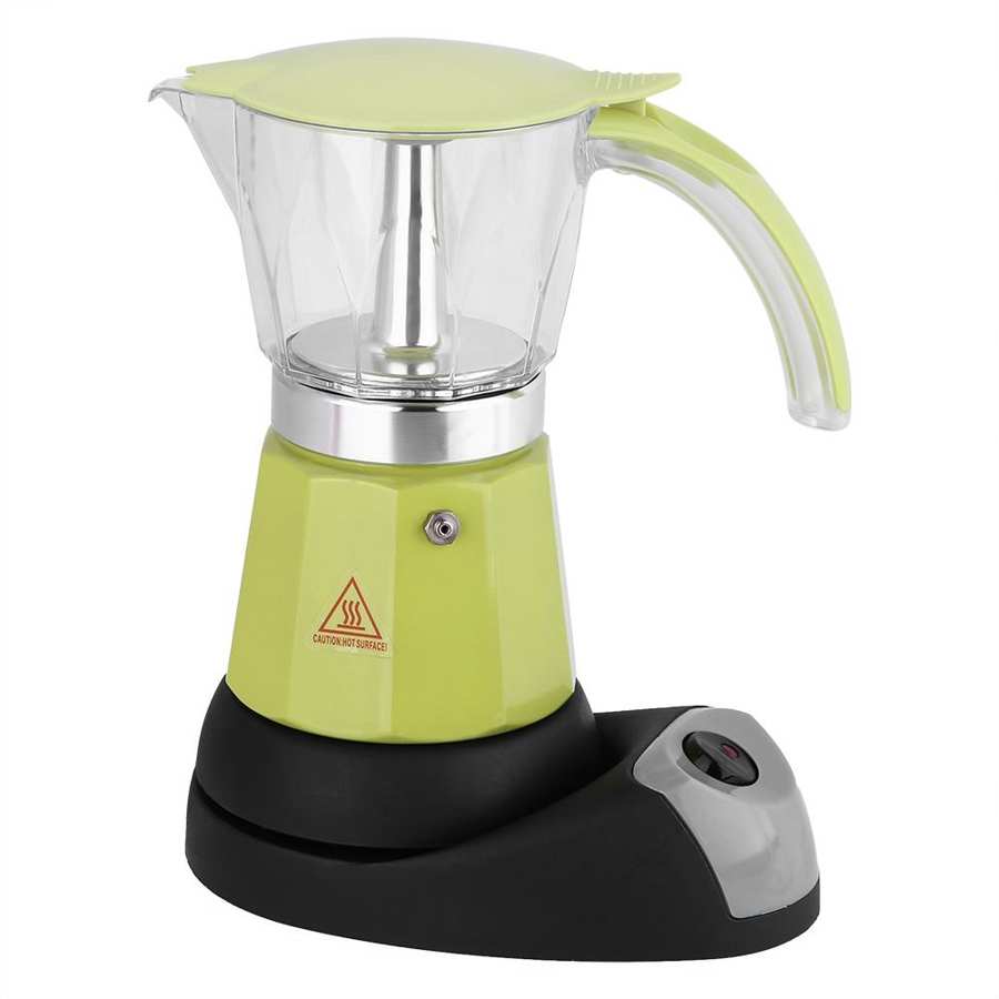 300ML 480W elektrische mokkapot verwijderbare keuken-espressomachine met elektrisch basisstation (groen