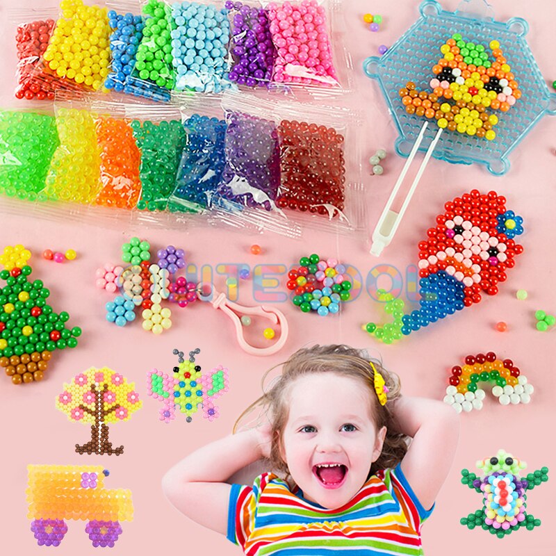 Refill Hama Beads Puzzle 3D Handmade Magic Aquabeads DIY Water Spray Beads Set Ball Games Children Toys for girls