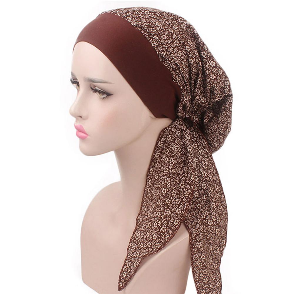 Kvinders kemo hat turban hoved tørklæder forbundet hovedbeklædning bandana elastikbånd blødt