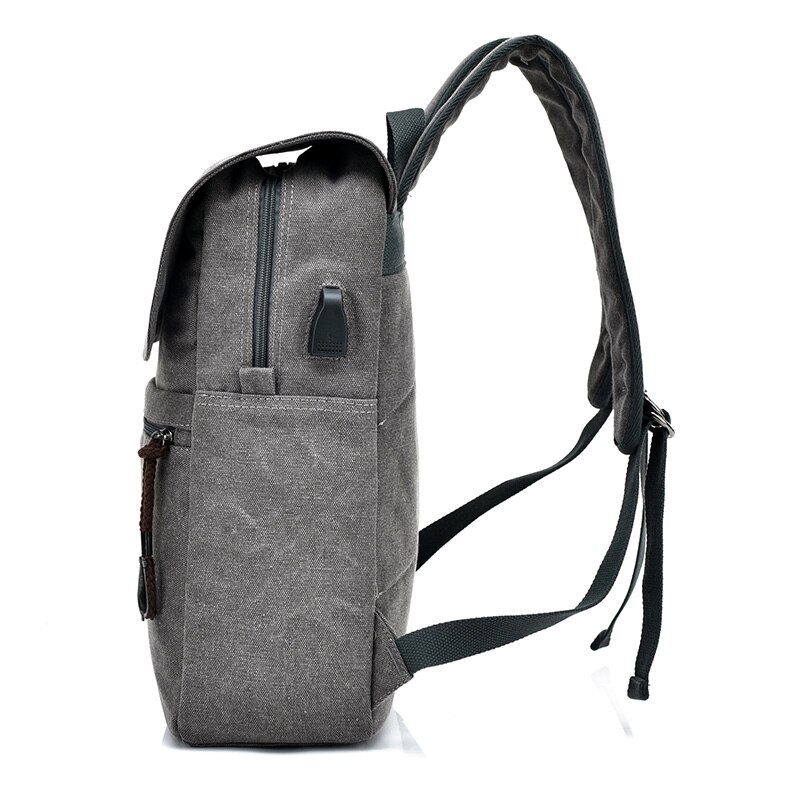 Mochila masculina de lona, mochila com carregador usb, mochila de viagem de grande capacidade para homens, mochila escolar masculina