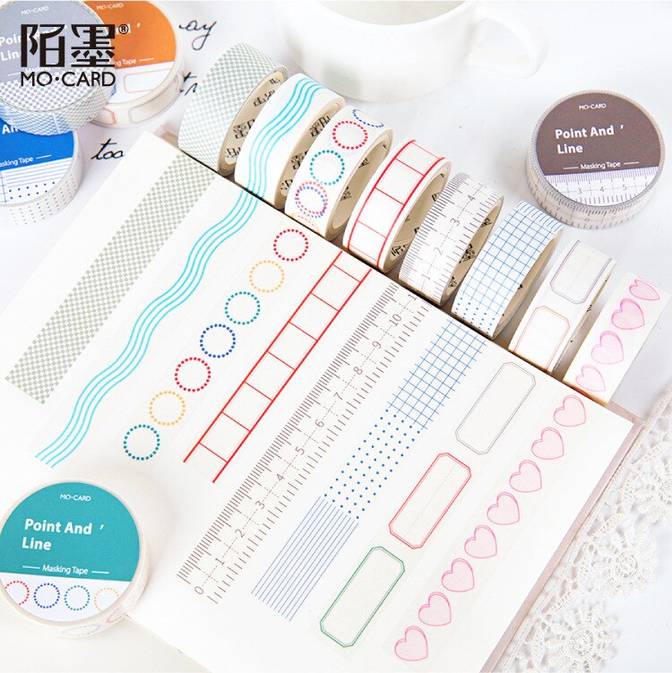 15mm*3M Fresh Simple Grid Lines Sulphuric Acid Paper Washi Tape Scrapbooking DIY Masking Tape Decorative Sticker School Office