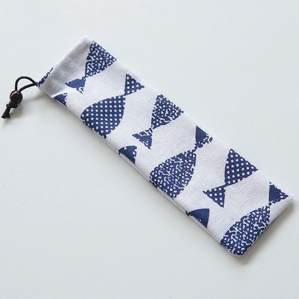 Japan Stijl Bestek Zak Herbruikbare Reizen Koord Pouch Voor Keuken Servies Vork Lepel Bamboe Eetstokjes Reinigingsborstel: 10