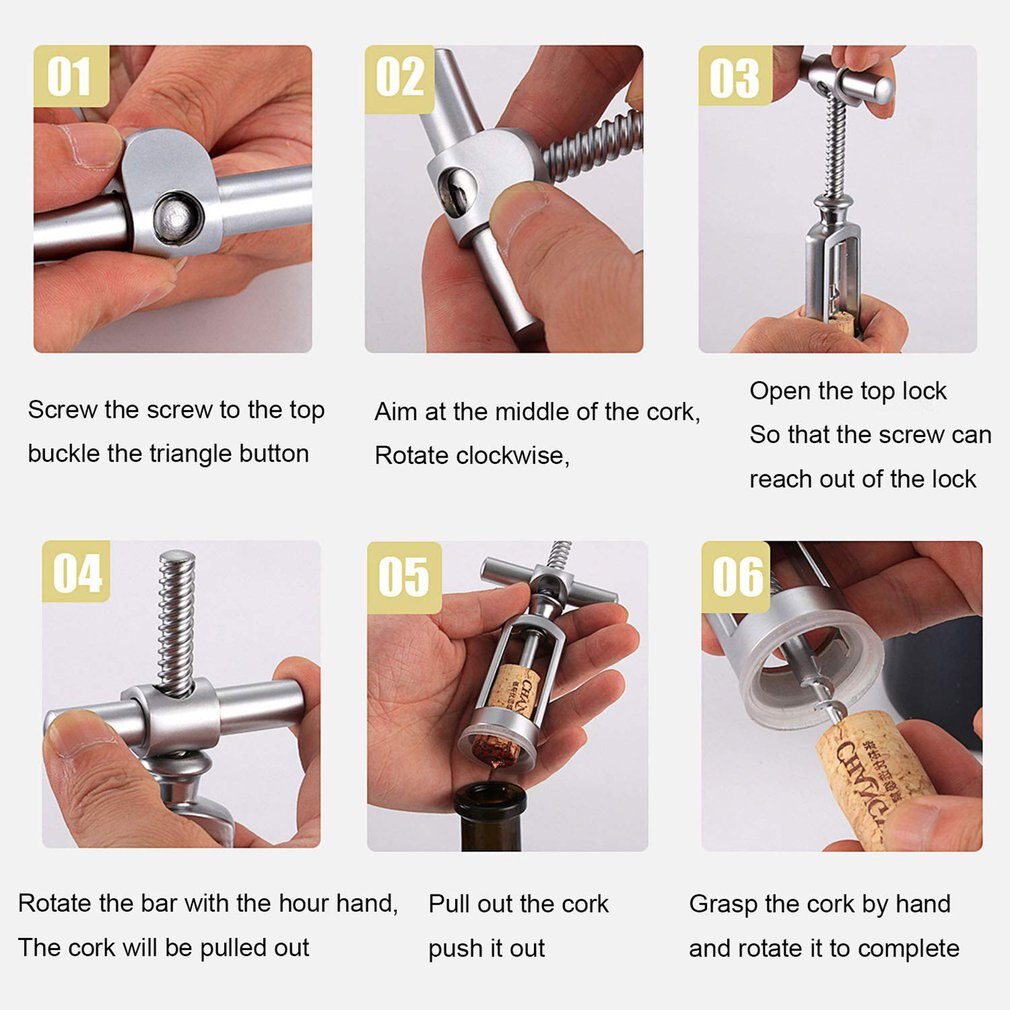 Wine Corkscrew Wine Opener Stainless Steel Wine Opener Handheld Retro Style Potable For Restaurants Bars Wine Cellars