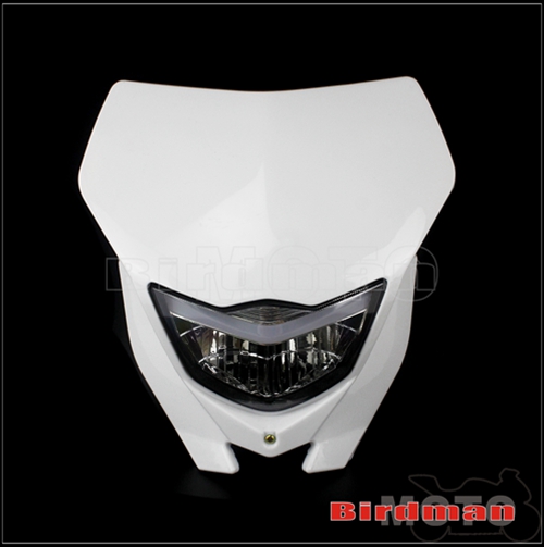 12V Motorcycle Headlight Lamp Hi/Lo LED Headlamp For Yamaha Suzuki Kawasaki Honda YZ WR KLX Dirt Bike Enduro Motocross Headlight: White