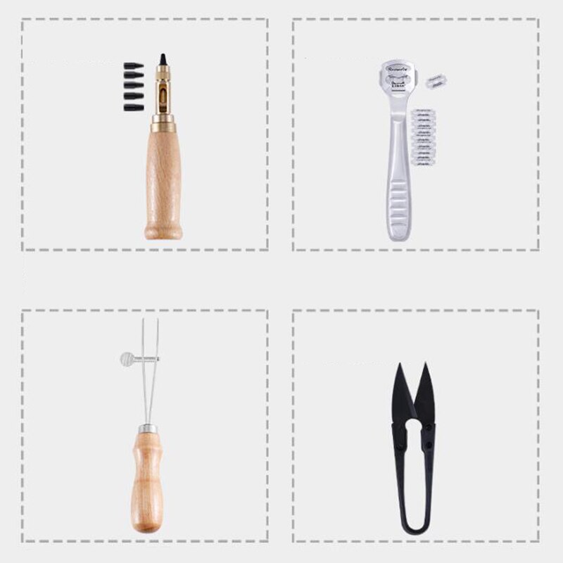 18-Piece Leather Tool Set, Leather Art Tools, Handmade Leather Goods, Hand-Sewn Suit, Diamond Cut Leather Art Tools