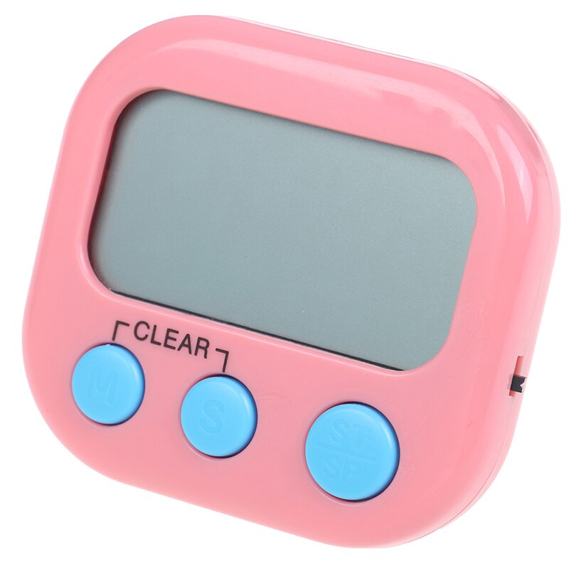 Practical Cooking Timer Alarm Clock Multi-Color Magnetic LCD Digital Kitchen Countdown Timer Alarm With Kitchen Timer: Pink