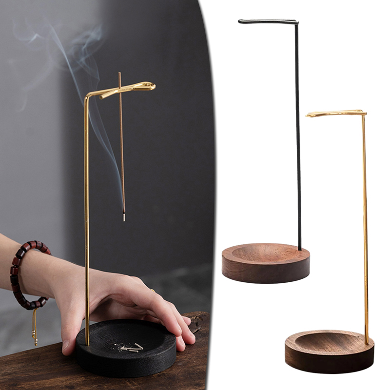 Quemador de incienso al revés , soporte para palitos de incienso, bandeja de incienso redonda de madera, adorno para dormitorio, manualidades de decoración de Yoga para el hogar