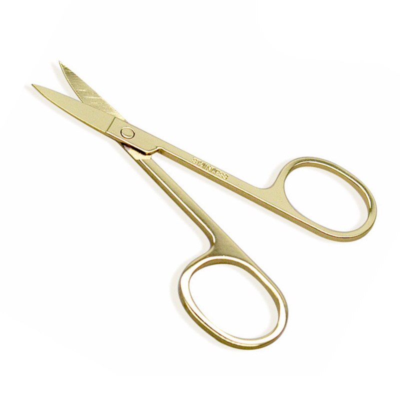 1pcs Eyebrow Scissor Stainless Steel Nose Scissors Dead Skin Remover Scissor Manicure Facial Trimming Tweezer Makeup Beauty Tool: Gold