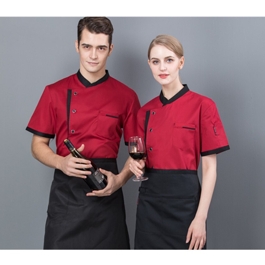 Chaqueta de Chef de manga corta para hombre y mujer, uniforme de Chef de Sushi para restaurante, ropa de trabajo para Hotel, trajes de cocina y panadería, monos de Color sólido