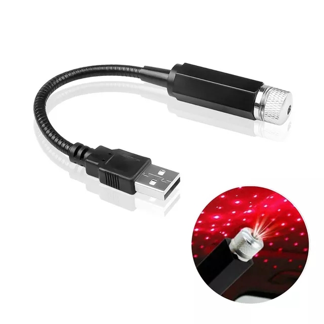 2X Romantische LED Sterrenhemel Nachtlampje 5V USB Aangedreven Galaxy Star Projectorlamp voor Autodak Kamer Plafond Decor Plug en Play: 3000k gouden