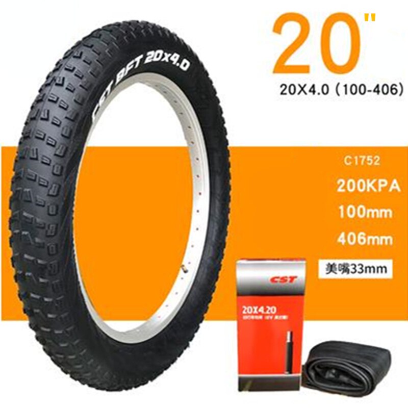 Fett Reifen 20x 4,0 fahrrad reifen strand bike reifen 20x 4,0 100-406 stadt fett reifen Schnee Bike reifen draht bead Für fett Elektrische Fahrrad CST: 20x4.0tire with tube