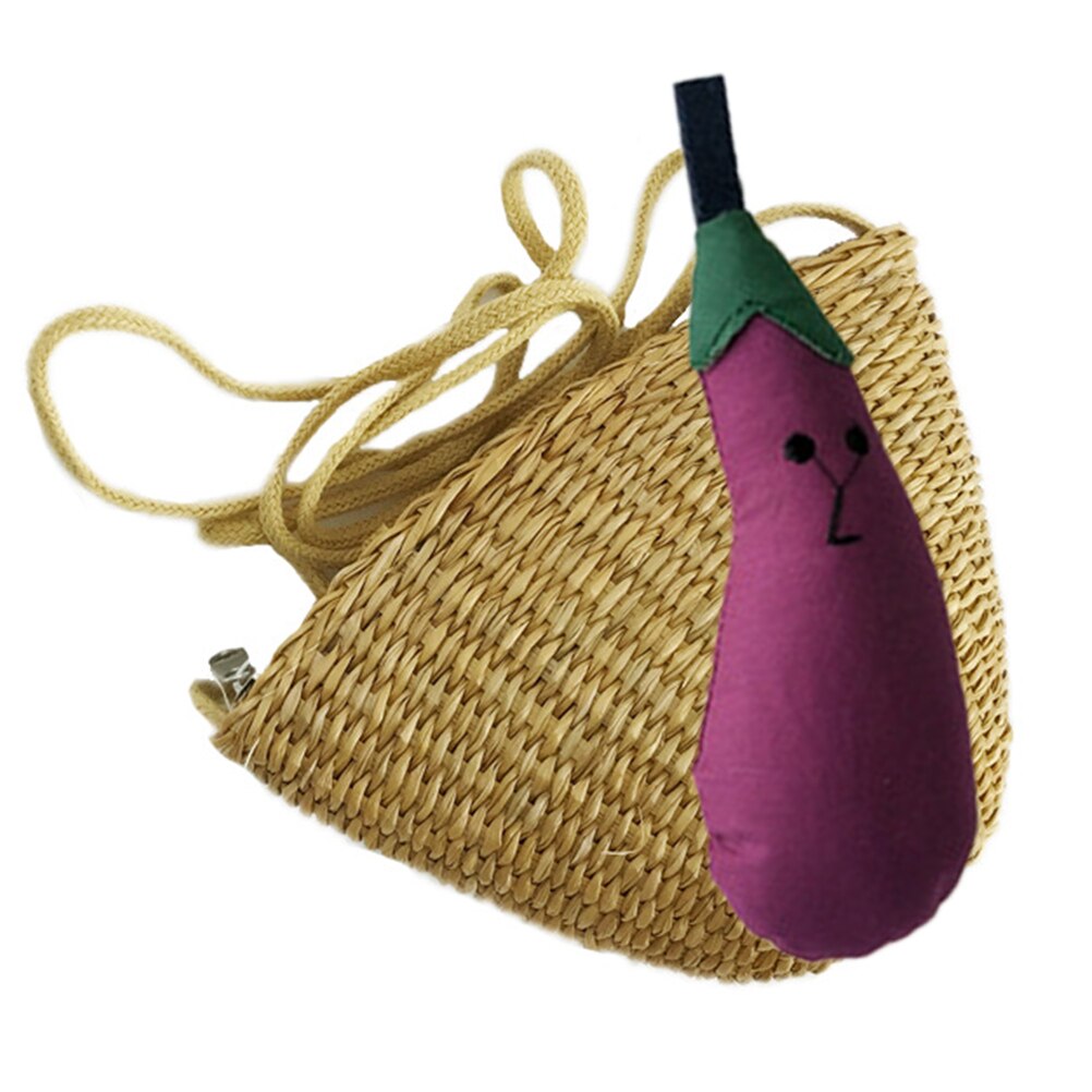 2019 New Fashion Summer eggana carota zucca paglia borse a tracolla Mini borsa da spiaggia moda borsa a tracolla Croosbody carina: VIOLA