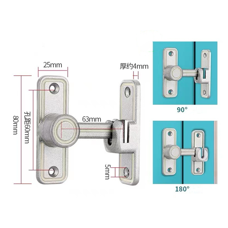 KK y FING 90 ° /180 ° Pestillo de puerta de doble uso, cerradura de puerta corredera con hebilla de puerta luminosa, perno de Metal para puerta Interior sin perforaciones: Marfíl