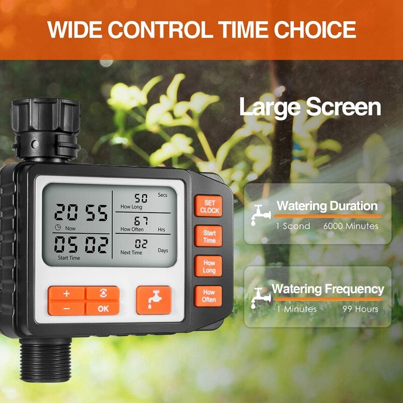 Timer Garden Watering Automatic Controller LCD Display Solar Powerd