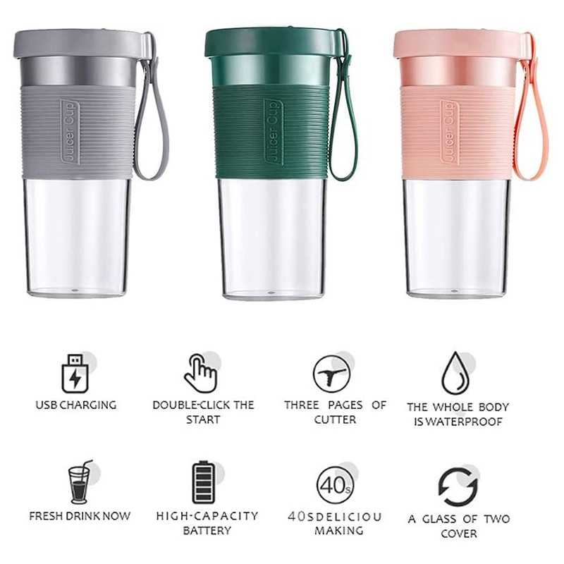 Mini Portable Blender,Smoothie Shake Maker with Three Blades, Multi-Function Handheld Juicer Cup,320ML