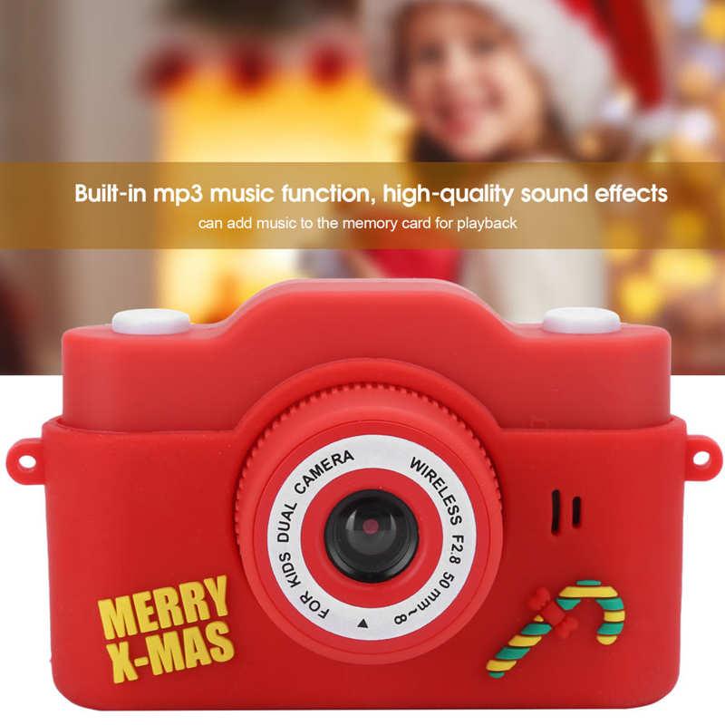 Santa Claus 40mp Front Rear Dual Camera Kid Camera Small Video Recorder with MP3 Red Child Camera