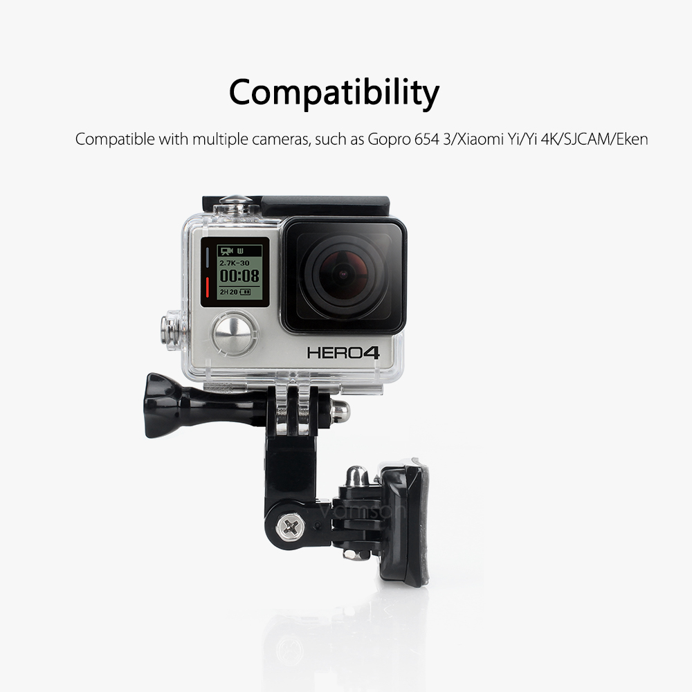 Vamson pour GoPro Hero 8 7 6 5 4 accessoires moyens bras pivotants réglables pour Xiaomi pour DJI OAMO Action SJ4000 casque Bracke VP112