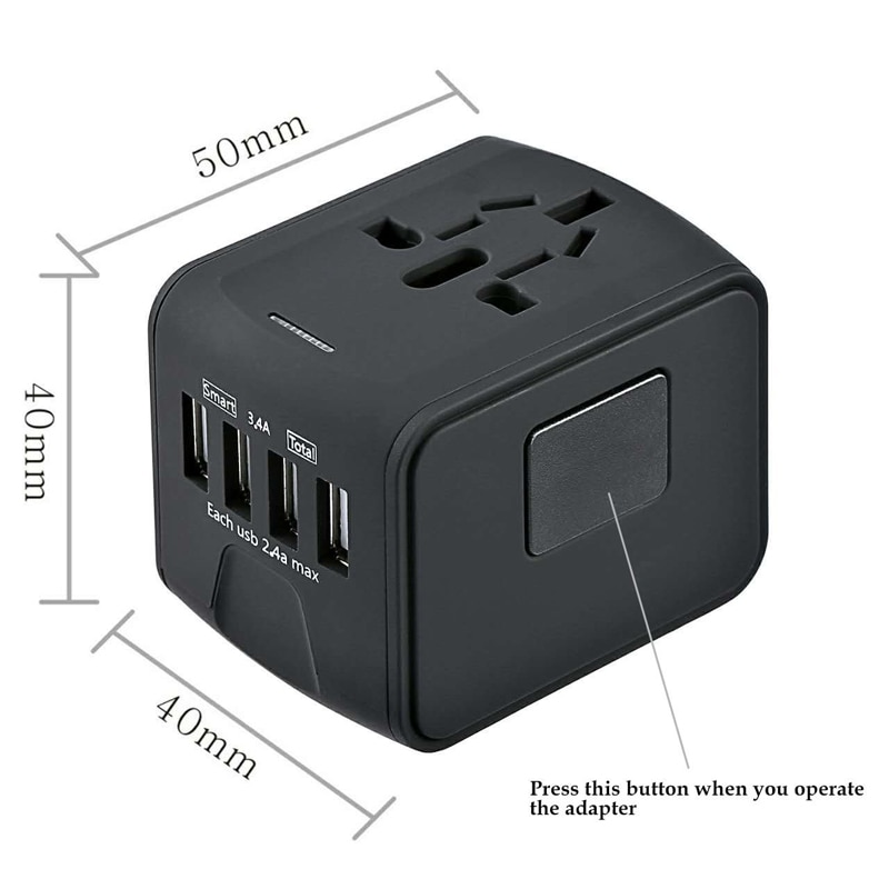 Plug adapter rejse adapter universel strømadapter oplader til os dk væg elektriske stik sockets converter 4 del usb oplader