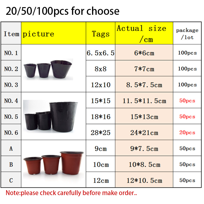 50/100 6/8/12cm plant grow pot gardening Nursery Cups planter Starters garden flower planter plastic pots Herb vegs Home tools