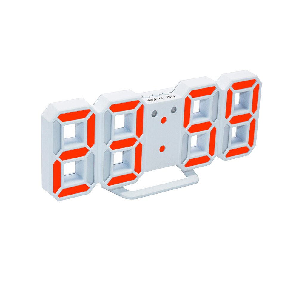Elektronisk 3d tal digitalt led vækkeur led lys væghængt ur med timer snooze: 2619123