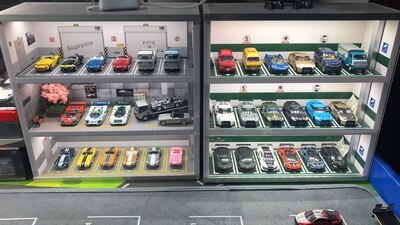1:64 unterirdischen Parkplatz 4 Schichten Vitrine Für Modell Auto Lagerung Kasten Szene Dekoration