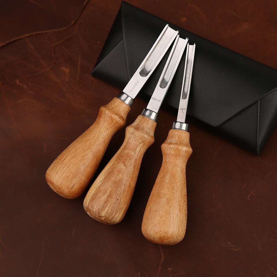 SHWAKK Leather Craft Tools Kit Leather Craft Edge Trimming Tools Wide Shovel Blade Carving Tool Skiving Craft Supplies DIY Set