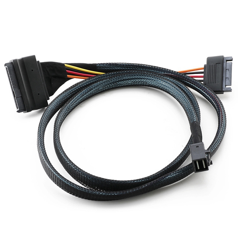 2X 0.5M/1.5Ft Mini SAS SFF 8643 to U.2 SFF-8639 Cable with 15 Pin Female SATA Connector SSD Power Cable Wire 12Gb/S