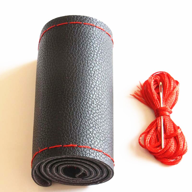 DIY Stuurwiel Covers Extreem Zacht Leer Vlecht op de Stuurwiel van Auto Met Naald en Draad Interieur accessoires: Red Line