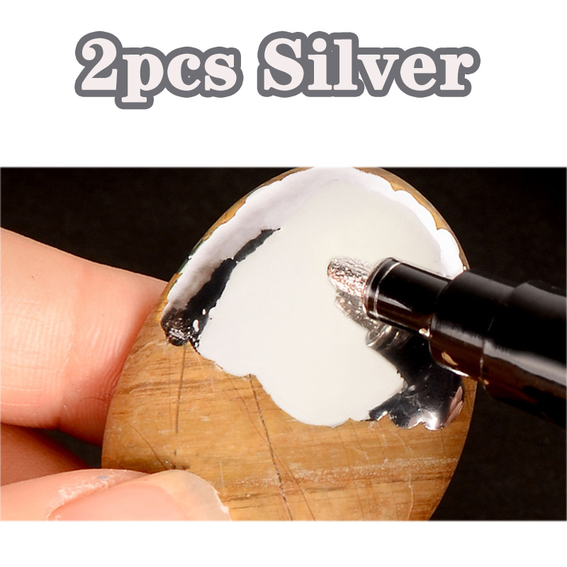 3/1pc Reflektierende Kunst Marker Farbe Stift Silber Flüssigkeit Chrom Glanzt Reflektieren Silber Marker Stift Metallic Kunst handwerk Stift Für Reifen: Burgunderrot