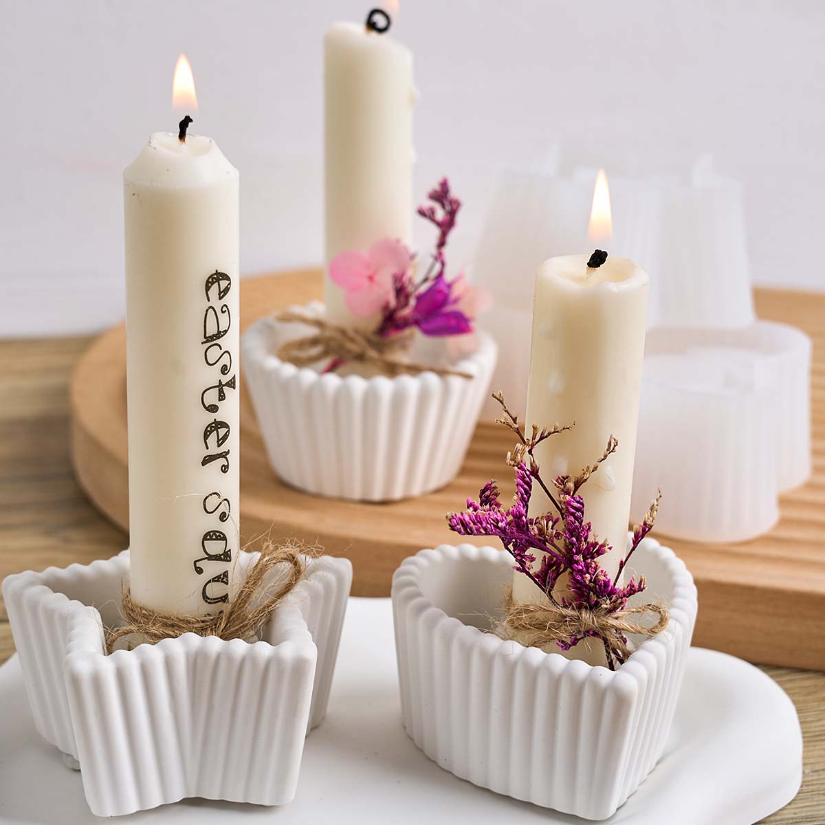 Portavelas con forma de estrella, molde de silicona para manualidades, candelabro redondo con forma de corazón, moldes de fundición de resina de yeso, decoración del hogar, artísticos