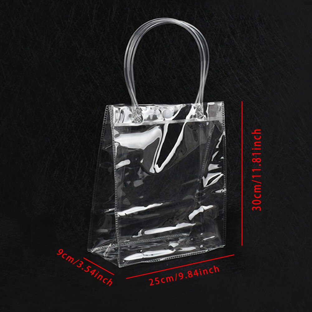 1 ud. Bolsas de mano transparentes DIY bolsa de compra transparente de PVC con cerrojo bolso Casual bolsas de almacenamiento de bolsas de de 5 tamaños: Azul cielo