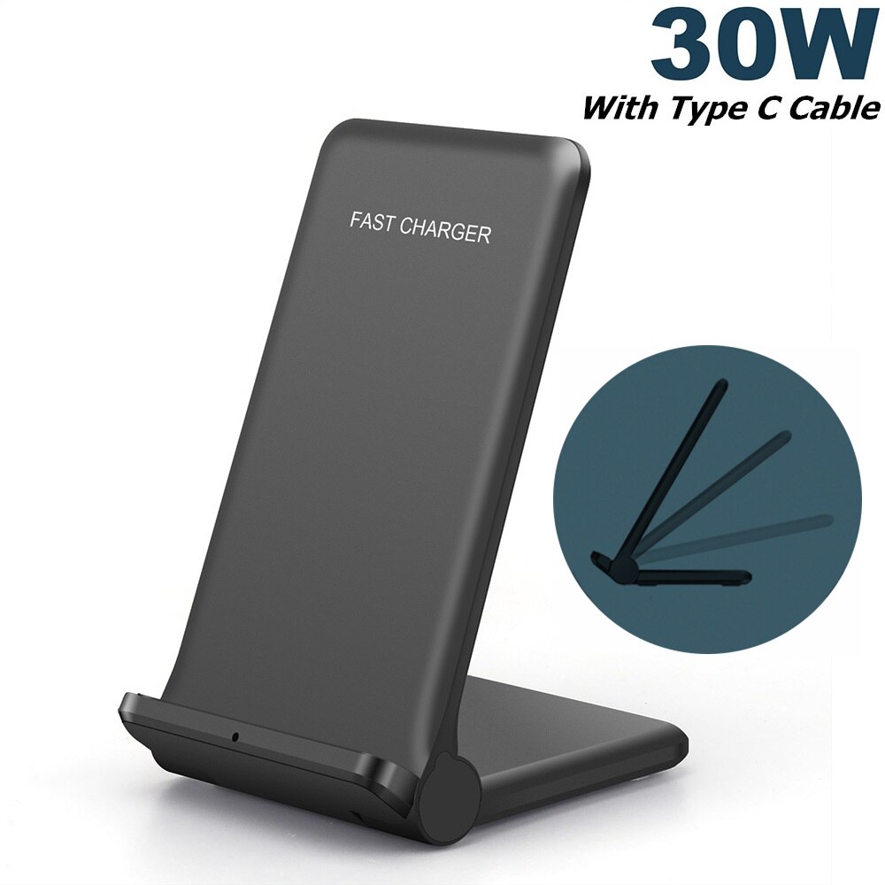 FDGAO 30W Qi Wireless Charger Stand For iPhone 13 12 11 Pro XS MAX XR X 8 Samsung S10 S20 S21 Fast Charging Holder Phone Charger: 30W MAX