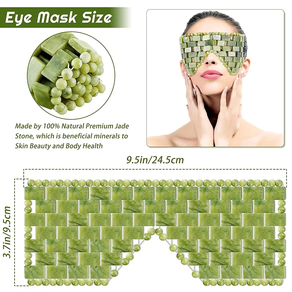 Kühlende Jade-Augenmaske, Massagegerät, natürliche Jade-Augenmaske, Augenauge für Augen, Entspannung, Schlafmassagegerät, Maske, Werkzeuge, Maske, Pflege, Stein, Gesicht, Schlaf