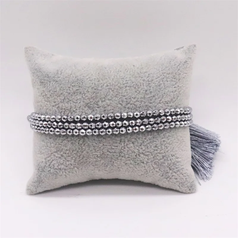 ALIYA Hematite Stone Bracelets For Men Women Jewelry Multilayer Beaded Pulsera Luxury Adjustable Jewellery Tassel Bracelet: Vermeil