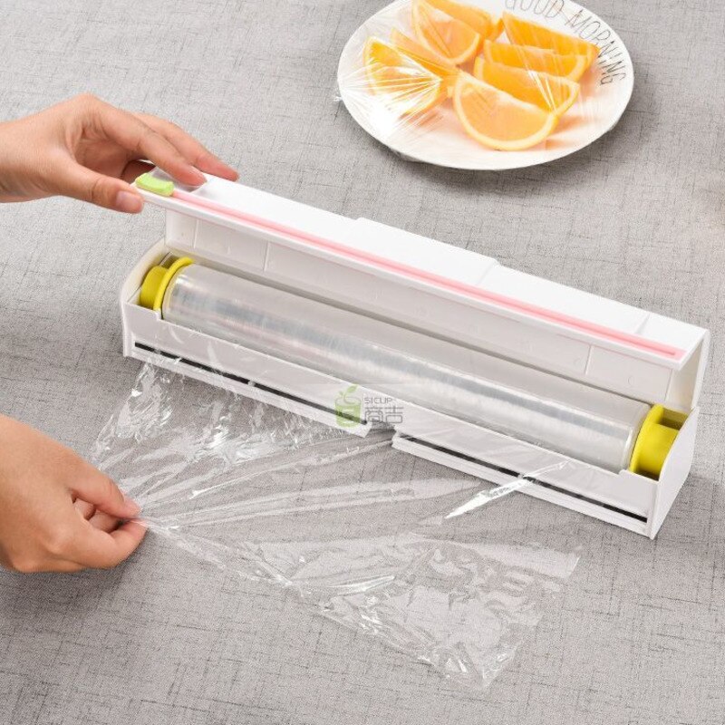 Kitchen Plastic Plastic Preservative Film Cutter Cutting Box Household Preservative Film Box Cutting Frame With Sliding Knife