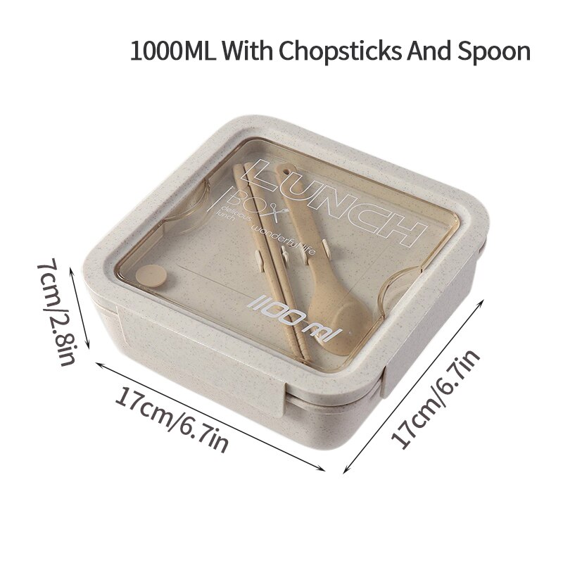Bento Lunch Box Microwave Lunch Box Japanese Lunch Container Wheat Straw Food Container for Office Food Container for Kids Adult: Square Box