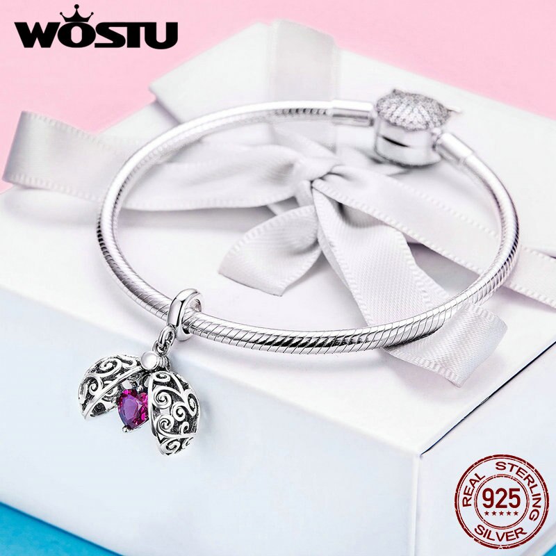 WOSTU Europäischen 925 Sterling Silber Offenen Herzen Charme Liebe Perlen passen Original Armbinde Anhänger Charme Für Schmuck Machen CQC1114