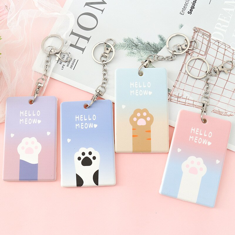 Cute Cartoon ID Bus Card Pass Holder Keyring Key Chain Case Wallet Pouch Business Credit Card Holder Identity Badge Card Cover