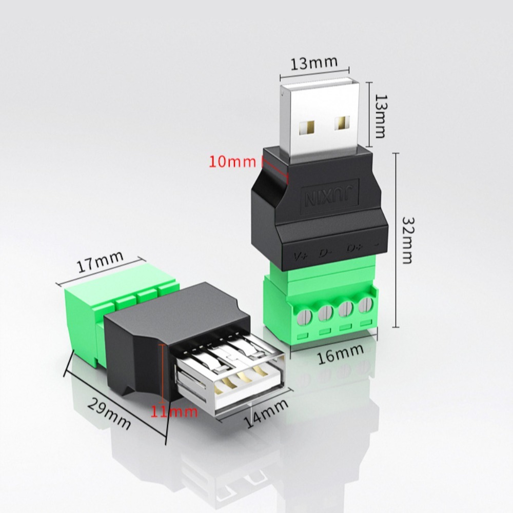 Conector USB macho e fêmea Plug, Plugues de soldagem, Evite soldar, Adaptador Conector Jack, USB 2.0, 4 Pin, 2.0