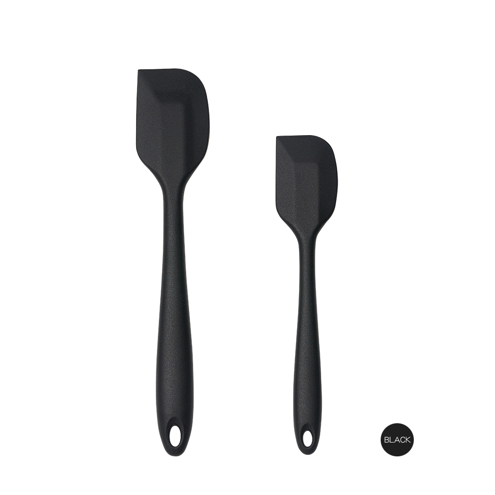 Juego de 2 espátulas flexibles de silicona de alimentaria para hornear, raspar y mezclar sin BPA, cocina antiadherente sin costuras y apta para lavavajillas: Negro