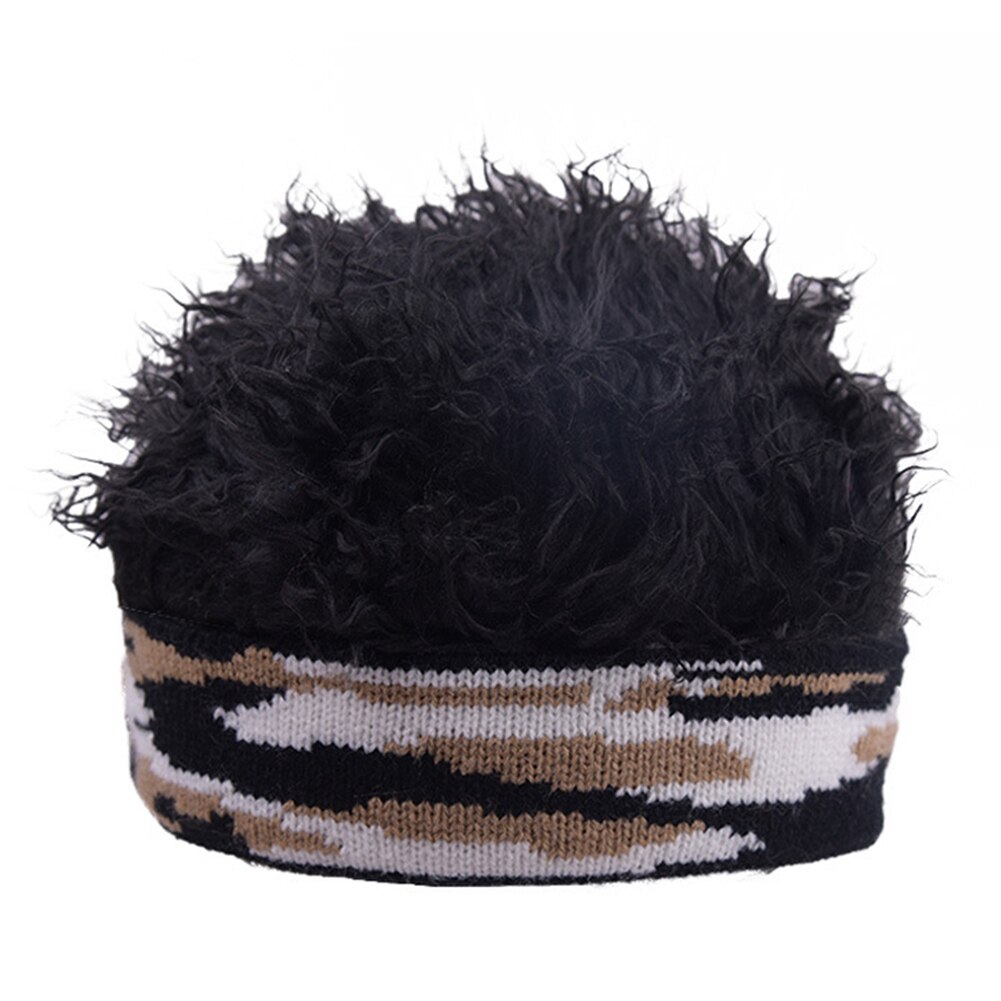 Men Beanie Wig Hat Fun Short Hair Caps Breathable Soft for Party Outdoor FS99: Black