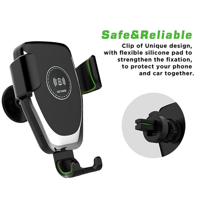 Cargador inalámbrico Qi para coche para iPhone XS XR Samsung S10 Huawei, soporte completamente automático, soporte de carga inalámbrico rápido de 10W para coche