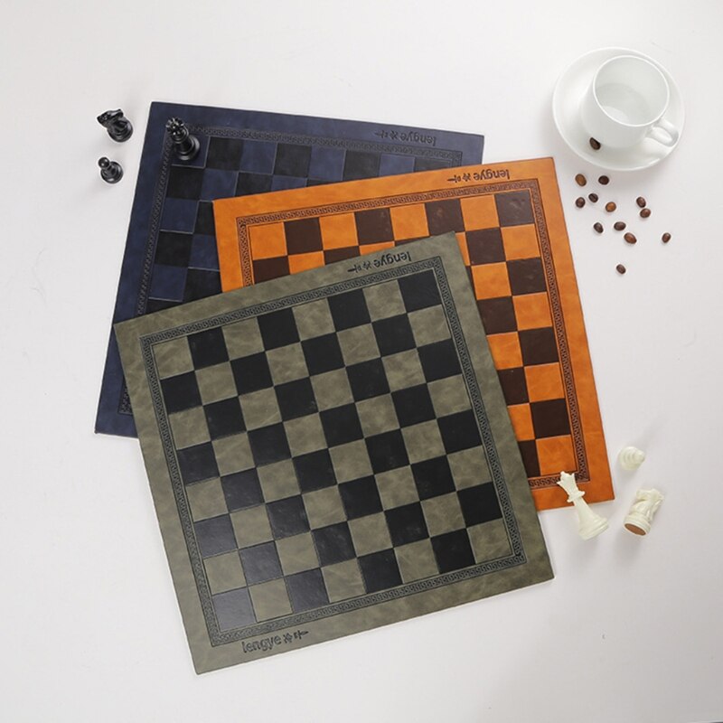 Embossed Leather International Chess Board Games Mat Checkers Universal Chessboard Birthday