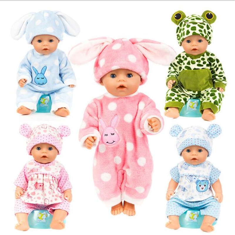 Born Baby Fit 18 pouces 43cm vêtements de poupée trois bleu lapin bleu lapin grenouille bleu Bea poupée accessoires pour bébé d'anniversaire