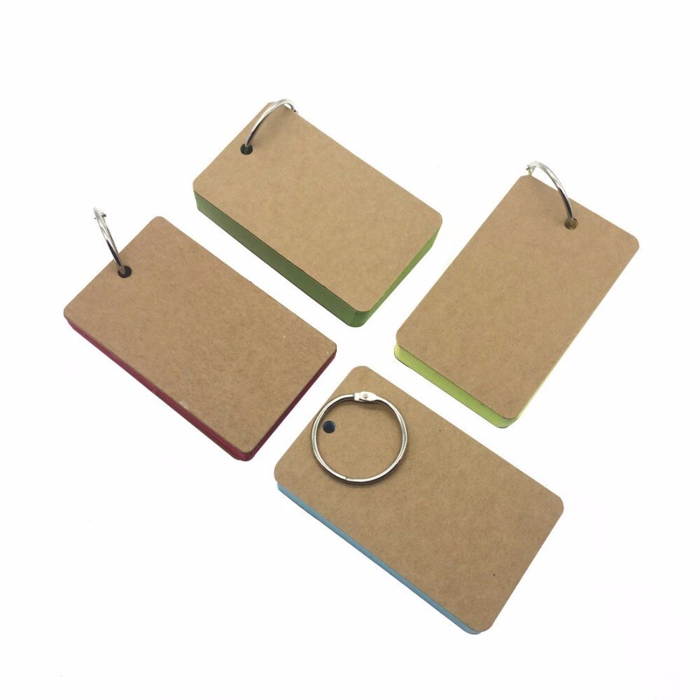 small 50 Unruled Blank Pages Notepad Word Cards, Binder Ring Easy Flip FlashCards alphabet cards for study