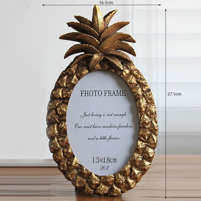 Handmade Vintage Golden Pineapple Photo Frame 3/6/7Inch Resin Picture Frame Home Decoration Geometric Picture Frames Ornaments: 2-7inches