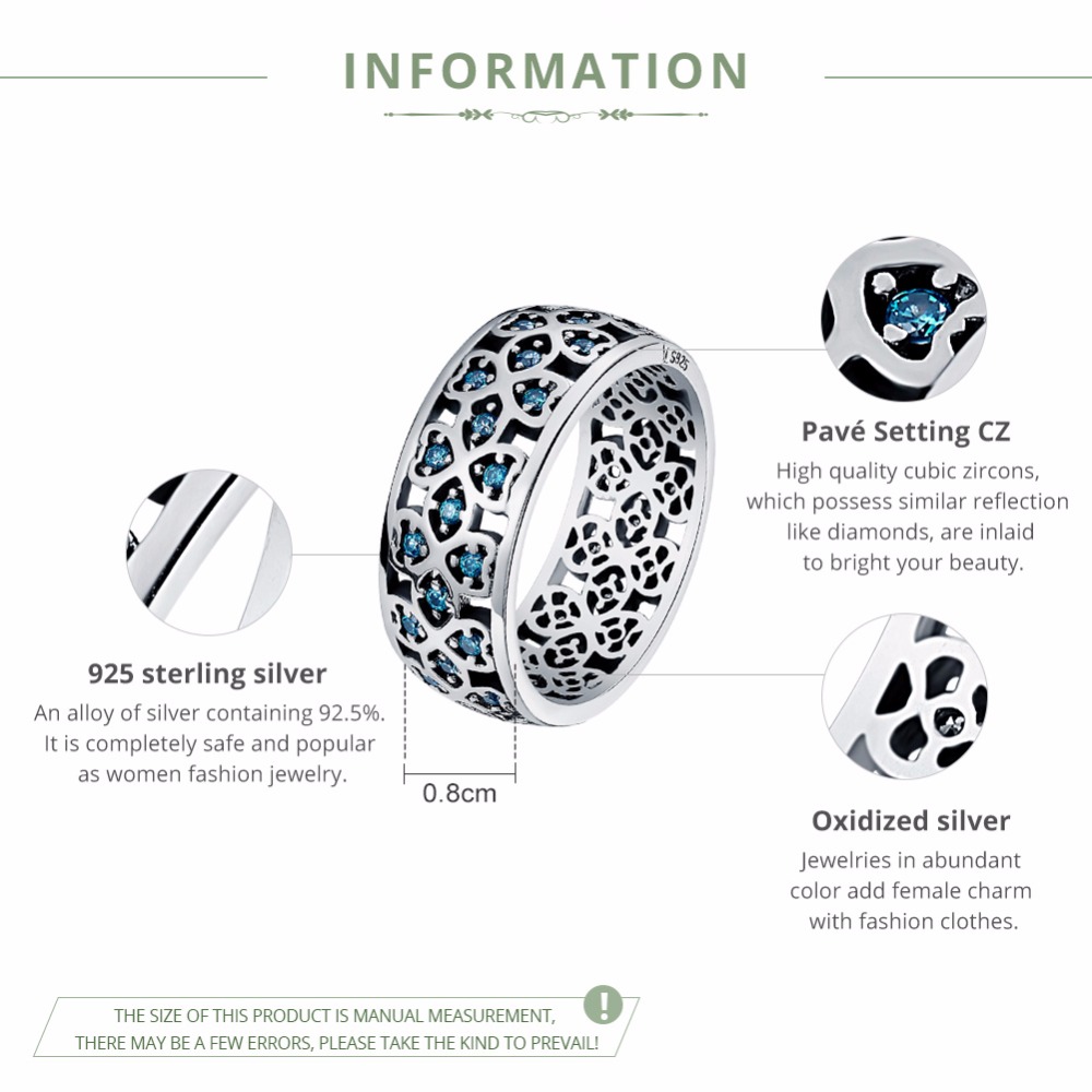 BAMOER 100% 925 Sterling Silber Blätter der Liebe Süße Kleeblatt Blau CZ Finger Ringe für Frauen Engagement Schmuck S925 SCR064