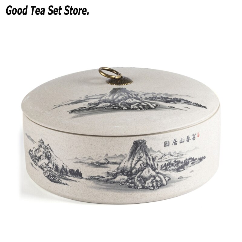 Tea Box Storage Kitchen Puer Biscuit Ceramic Jar Seal Storage Holder Sweetmeats Candies Can Teaware Tea Caddies Tin Containers