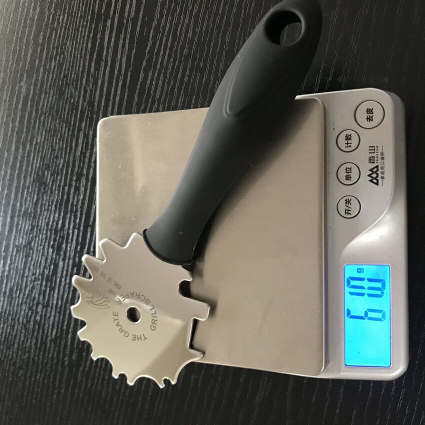 Stainless Steel BBQ Grill Scraper- Grill Grate Cleaner- Barbecue Grill Brush Non-bristles Cleaning Tool, Black Handle